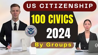 100 civics questions and answers 2024 by groups for US citizenship interview [upl. by Rebbecca]