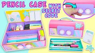 PENCIL CASE with SECRET CODE to open of CARDBOARD KittyMouse  Back to School aPasos Crafts DIY [upl. by Nytsud685]