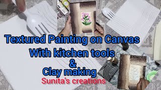 How to create Texture Painting on canvas  Textured Art for Beginners  Clay making tutorial [upl. by Ameen761]