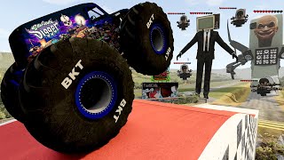 Monster Truck Madness LIVE  Long Jumps and Crashes Into Skibidi Toilet  BeamNG Drive [upl. by Gudrin513]