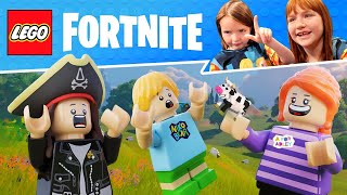 LEGO FORTNiTE with Adley amp Niko DAY 1 of Family Survival  Finding Secrets we Learn how to Build [upl. by Imoyaba669]