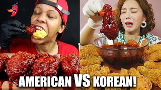 AMERICAN VS KOREAN SPICY MUKBANGS [upl. by Tlevesoor]