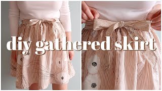 How to Make a Gathered Skirt Elastic Waist Skirt Pattern with Belt [upl. by Salvadore]