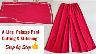 ALine Palazzo Cutting and stitching  Palazzo pant and stitching Very Easy Flared Palazzo cutting [upl. by Llehcal]