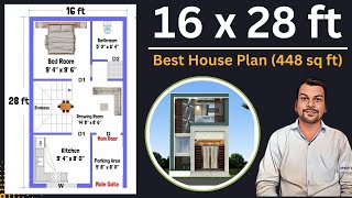 16 x 28 House Plan  16x28 House Design  16x28 Ghar ka Naksha  East Facing House Plan [upl. by Rebeh308]