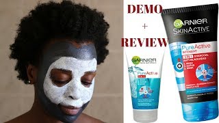 Multimasking with Garnier Pure Active 3 in 1 Face Mask  Wash  Scrub  Review  Laurina Machite [upl. by Thorsten]