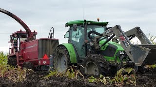 Koszenie kukurydzy w BAGNIE cz1  Mega wtopy ClaasDeutzFahrCaseROTKART [upl. by Qahsi]