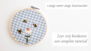 Bloemen amp Bijtjes borduren🐝🌸 Leer vrij borduren met deze stapvoorstap instructies✨ [upl. by Elga]