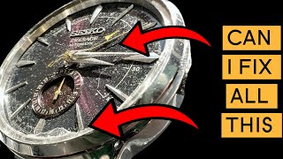 Can I restore this DESTROYED samurai painted dial Seiko presage  how to service NE57 4R57A [upl. by Allehs]