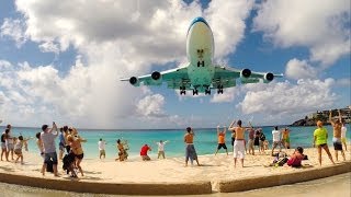 FUNNIEST Boeing 747 Plane Landing amp Crazy Wave Washing Stuff Out of the MAHO Beach [upl. by Alatea115]