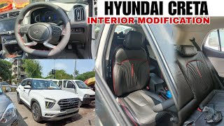 HYUNDAI CRETA INTERIOR MODIFICATION WITH PREMIUM SEAT COVER AT LAXMAN AUTO STORES SION 📞 9820355265 [upl. by Eniwtna]