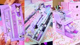 💜Kuromi Stationery Organization ASMR  Sanrio Haul DIY [upl. by Taddeusz834]