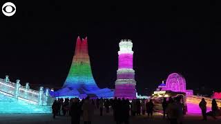 Ice Festival in China draws thousands of visitors [upl. by Rehpotisrhc]