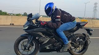 Yamaha R15 V30 ABS Darknight Matte Black First Ride Review BikesDinos [upl. by Carbo]