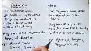 Difference between Elastomers and Fibres [upl. by Anikram989]