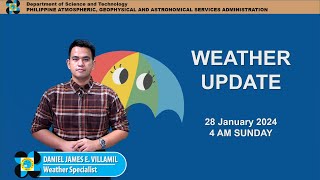 Public Weather Forecast issued at 4AM  January 28 2024  Sunday [upl. by Ekalb]