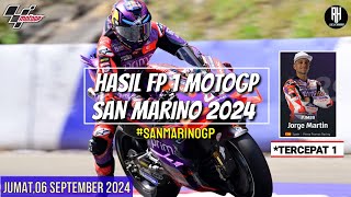 Hasil Motogp Hari iniHasil Latihan Bebas 1 Gp San Marino 2024FP 1 Gp San Marino 2024Jadwal Motogp [upl. by Ahpla]