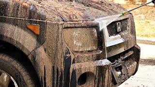 Muddy Car Pressure Washing ASMR  NO MUSIC  Auto Detailing Honda Element [upl. by Nanda]