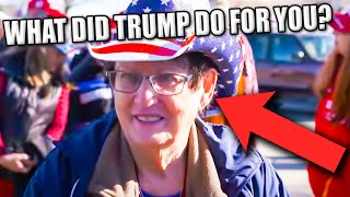 Trumper SHUTS DOWN When Asked What Trump Has Done For Her [upl. by Anej]