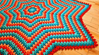 Easy Crochet Star Blanket Crochet Pom Pom Border  Rhythmic Points [upl. by Mimajneb]