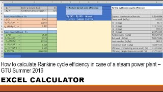 Rankine cycle efficiency  Thermodynamics Excel calculator or template [upl. by Nita]