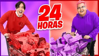 24 HORAS COMPRANDO TODO ROJO Y MORADO 🔴🟣 [upl. by Rosanne]