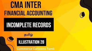 CMA Inter Financial Accounting Accounting from Incomplete records Illustration 28 in Tamil [upl. by Aryamoy618]