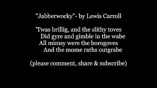 JABBERWOCKY Song LEWIS CARROLL Alice Through Looking Glass Lyrics Word text trendin sing along music [upl. by Omura]