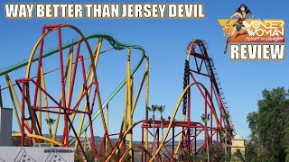 Wonder Woman Flight of Courage Review Six Flags Magic Mountain RMC Raptor Better Than Jersey Devil [upl. by Hege741]