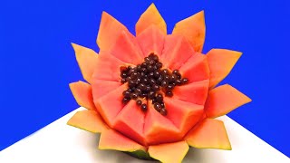 How to Make a Flower with a Papaya in One Minute  Cutting Tricks Food Art Ideas [upl. by Winnie]