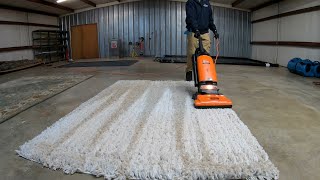 Prevacuum Vlog 20  How to remove LOTS of dry soil from an area rug WITHOUT special equipment [upl. by Aitnic]