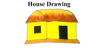 Easy House Drawing  How to Draw House Step by Step for Beginners  Drawing House easy [upl. by Mathian]