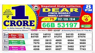 Nagaland Lottery SAMBAD DEAR EVENING 8PM RESULT TODAY 02092024 NAGALAND STATE DEAR LOTTERY [upl. by Ferrick]