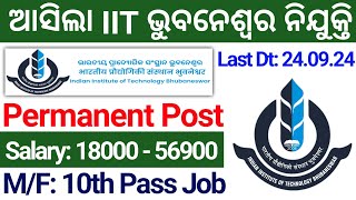 ଆସିଗଲା IIT Bhubaneswar ନିଯୁକ୍ତି 2024  10th Pass Govt Jobs 2024 Odisha  Odisha New Job Update [upl. by Ahsienad]