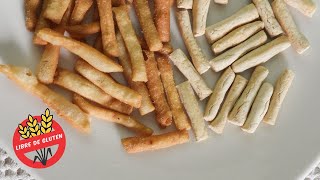 PALITOS SALADOS SIN GLUTEN horneados y fritos EN 20 MINUTOS [upl. by Rowena]