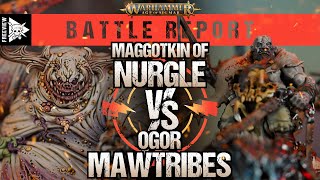 Maggotkin of Nurgle vs Ogor Mawtribes  Age of Sigmar Battle Report [upl. by Anitsirk]