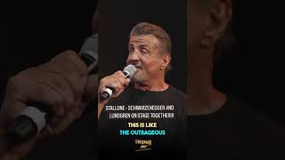 Sylvester Stallone Arnold Schwarzenegger and Dolph Lundgren share the stage [upl. by Lemire]