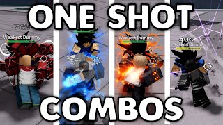 ONE SHOT COMBOS FOR EVERY CHARACTER in The Strongest Battlegrounds [upl. by Clementia]