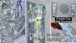 DIY CRYSTAL GLASS WALL SCONCES  DIY LIGHTING SOLUTION WITH GLAM [upl. by Gael]