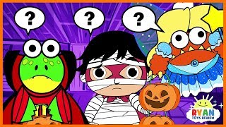 Trick or treating on halloween in haunted House with Ryan  Cartoon animation for Kids [upl. by Temme1]