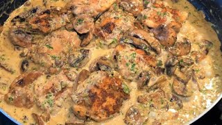 Creamy Garlic Mushroom Chicken Recipe  Keto Chicken Thighs With Creamy Mushroom Garlic Sauce [upl. by Arymat689]