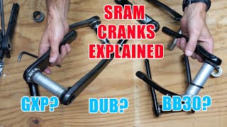 Sram Crankset Spindles Explained  GXP BB30 PF30 DUB [upl. by Esinned683]