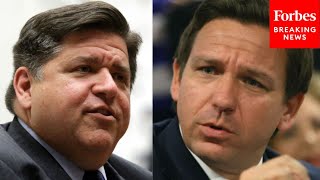 JB Pritzker Takes Swipe At Ron DeSantis ‘Maybe He Could Learn Something When He’s In Illinois’ [upl. by Euqinay]