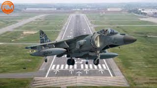 Flight Ops AV 8B Harrier II Vertical TakeoffLanding and Fly Across The Air [upl. by Labinnah971]