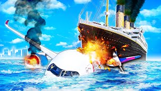 Titanic CRASHES into Airplane AFTER Emergency Landing on Water GTA 5 [upl. by Berkin]