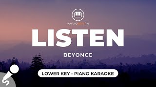 Listen  Beyonce Lower Key  Piano Karaoke [upl. by Saltsman]