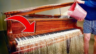 Entire piano filled with water sounds UNREAL [upl. by Celka]