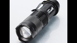 Mini Cree Led Q5 Ultrafire Flashlight Torch Adjustable Focus Zoom Light Lamp Thorough Review Part 1 [upl. by Urbain]