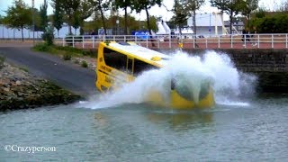 SPLASHTOURS BUS MAKES SPLASH Amphibus Splashbus in river Rotterdam Netherlands [upl. by Anuhsal]