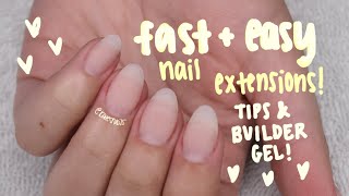 FAST  EASY nail extensions using TIPS amp BUILDER GEL [upl. by Cummings955]